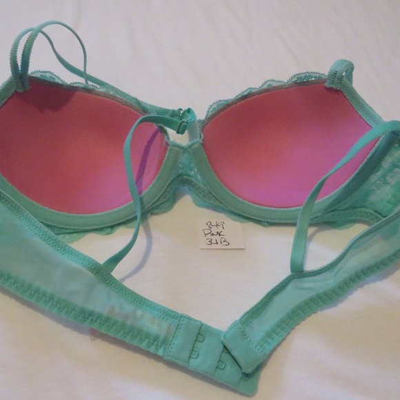 Victoria's Secret PINK Green Lace Date Lightly Lined Bra 848 - Picture 2 of 3